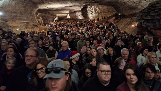 Hundreds tune into a Dec. 1 performance by the Heart of Kentucky Chorus at Mammoth Cave. This 45th annual Cave Sing, held at Mammoth Cave National Park, also featured the Lindsey Wilson College Singers and trumpetist Hillary Sward.