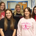 Jamie Phelps, Avery Gidcumb, Taylor Mills, Andrea Brown and Jamisen Henley pose for a picture Nov. 26 in a Warren East High School hallway. (David Mamaril Horowitz)