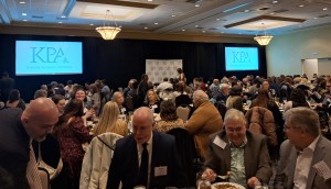 Attendees of the Kentucky Press Association's 2025 annual gathering congregate at the Hyatt Regency in Lexington. (David Mamaril Horowitz / Daily News)