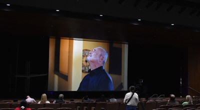 A video spotlighting the impacts of fentanyl is played at the Bowling Green High School Performing Arts Center as part of a presentation by Stephen Parrott, an advanced EMT at The Medical Center EMS, on Monday evening.