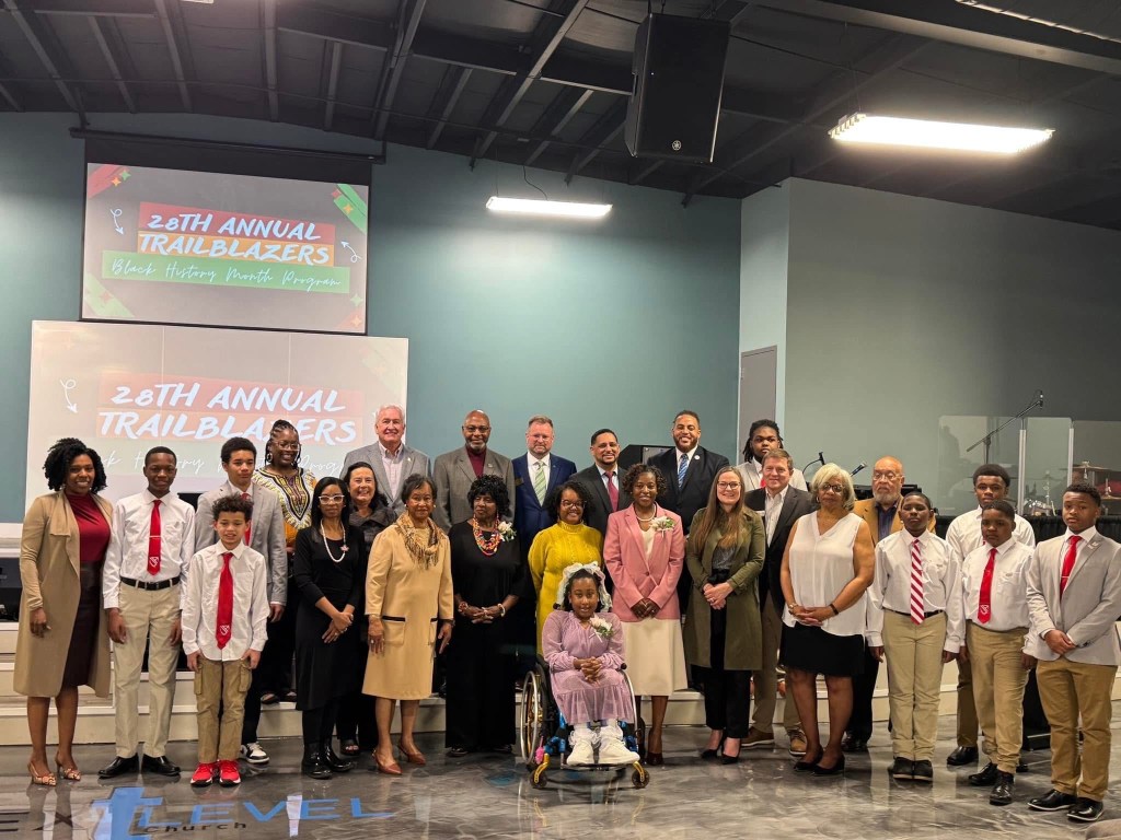 Attendees of the 28th annual Trailblazers Committee Black History Month program pose for a picture on Feb. 23 at the Next Level Church.