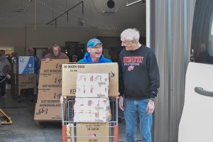 Chris Johnson and Dennis Lott, from Calvary Baptist Church, on Tuesday pick up food at House on the Hill — non-perishables donated within Warren County through United Way of Southern Kentucky's Feed the Need food drive.