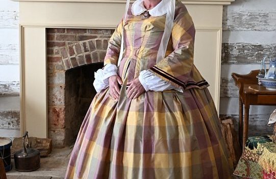 Susan Lyons Hughes models a historically accurate dress made for her reenactment of Nancy Hammond Duncan in an upcoming documentary on the historic Duncan Inn.