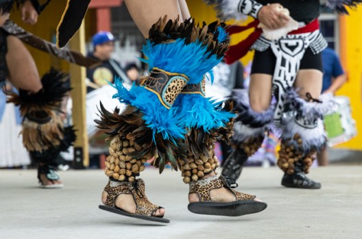 Members of the Danza Azteca Quetzalli dance group perform traditional Aztec dances during the biannual BG Fiestaval on Clay Street on Saturday, May 3, 2025. The weekend-long fiesta included traditional Latino and Hispanic dances and music, authentic food from multiple vendors, piñatas, karaoke, contests, games and more.
GRACE MCDOWELL / DAILY NEWS