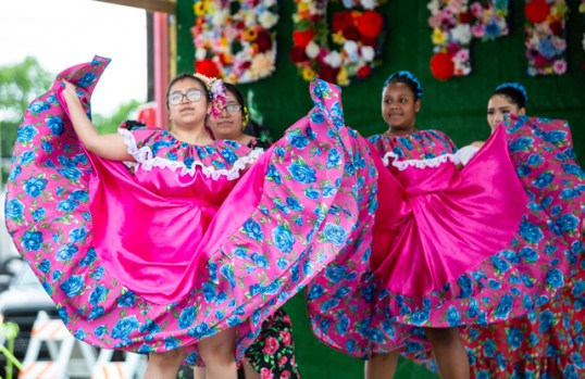 Dancers perform during the biannual BG Fiestaval on Clay Street on Saturday, May 3, 2025. The weekend-long fiesta included traditional Latino and Hispanic dances and music, authentic food from multiple vendors, piñatas, karaoke, contests, games and more.
GRACE MCDOWELL / DAILY NEWS