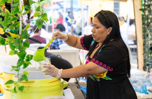 Aguas frescas are poured into cups for customers during the biannual BG Fiestaval on Clay Street on Saturday, May 3, 2025. The weekend-long fiesta included traditional Latino and Hispanic dances and music, authentic food from multiple vendors, piñatas, karaoke, contests, games and more.
GRACE MCDOWELL / DAILY NEWS